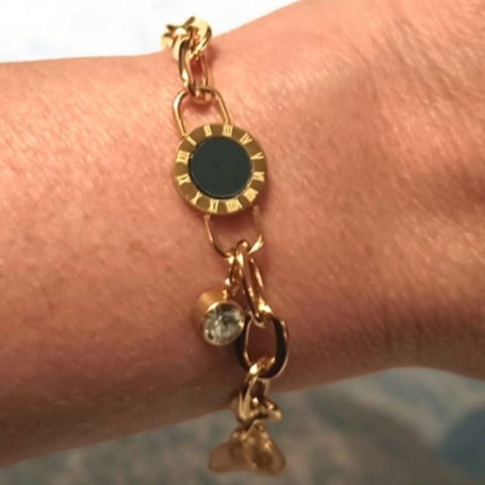 Chain Bracelet with Black Accent Gem - Picture 7 of 7
